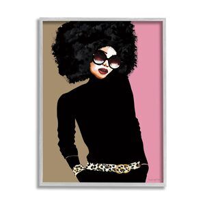 1175 Glam Fashion Female Vintage Pop Patterned Belt Portrait Grey Framed